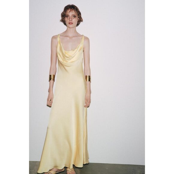 ZARA ZW COLLECTION SATIN LONG DRESS - Picture 3 of 10